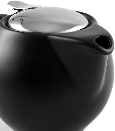 Miniatura 4 de Tetera de cerámica de 11.8 fl oz, tapa de acero inoxidable e infusor extrafino para preparar té de hojas sueltas, termoestabilidad, color puro