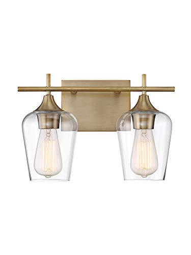 Savoy House 8-4030-2-322 Octave 2-Light Bathroom Vanity Light in a Warm Brass Finish with Clear Glass (14