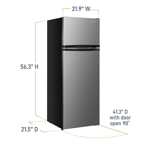 Image of West Bend Apartment Refrigerator Freestanding Reversible Dual Doors Fridge with Freezer, Full-Range Temperature Control with Adjustable and Removable Door Bins and Shelves, 7.5-Cu.Ft, Stainless Steel