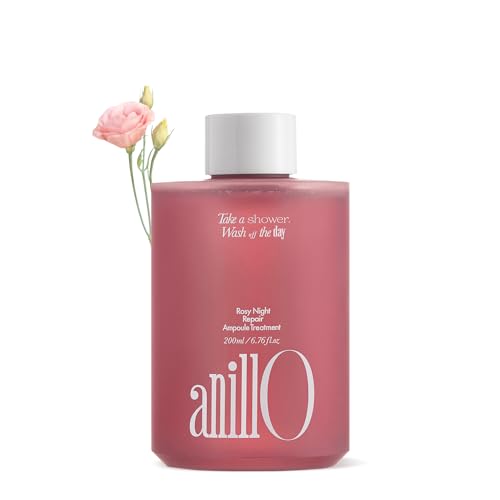 ANILLO Rosy Night Repair Hair Ampoule Treatment 200ml/6.76 fl.Oz, Vegan Daily Hair Care with Rosehip Oil and Protein Complex for Damaged, Dyed Hair, Silicone, Sulfate & Paraben Free