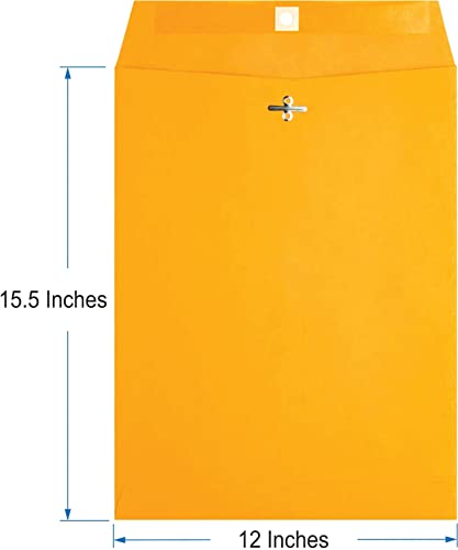 12 X 15.5 - Clasp Envelopes, Heavy-Duty Brown, Clasp Closure & Gummed Seal, 28Lb Heavyweight, Envelopes For Home, Office, Business, And School, 12" X 15.5" - 10 Envelopes Per Pack #TOP1