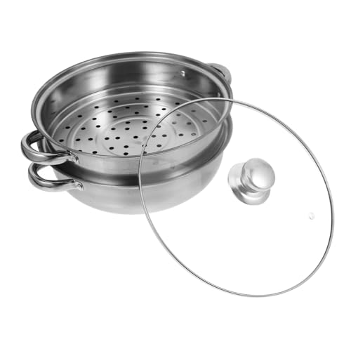 Hoement Stainless Steel Steamer Pot Set Family Sized Cooking Tool for Steaming and Vegetables with Lid Nutrient Preservation Versatile Kitchen Cookware