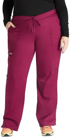 WW Revolution by Cherokee Women's Mid Rise Moderate Flare Drawstring Pant Tall, Wine, Medium Tall