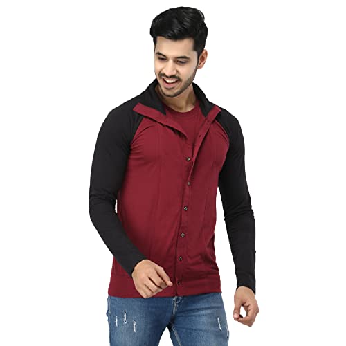 Black Collection Color Block Men Double Collared Neck T-Shirt