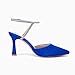 Coutgo Women Rhinestone Heels Kitten High Satin Pumps Pointed Toe Sparkly Sexy Wedding Dress Shoes Royal Blue