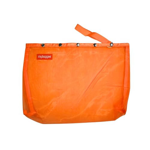 Image of Large 5 Snaps Mesh Travel Knitting Bag with Snap Opening, Lightweight Nylon Storage Pouch for Yarns, Needles and Accessories (Orange)