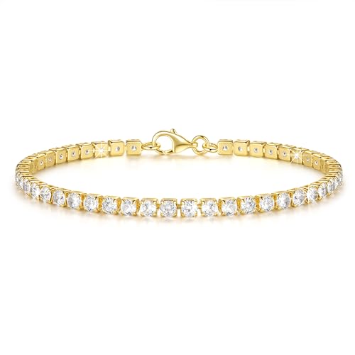 Gold Bracelets 14K Gold Tennis Bracelets for Women Non Tarnish Dainty Chain Bracelet Cubic Zirconia Bracelet Ideal Presents Available in 5 Sizes 6.5'' 7'' 7.5'' 8'' 9''