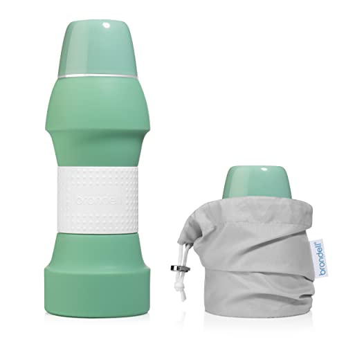 Brondell Bidet GoSpa Portable Peri Bottle, Collapsible Travel Bidet, Compact and Discreet, with Travel Bag for Postpartum & Perineal Care, 500ml, in Green