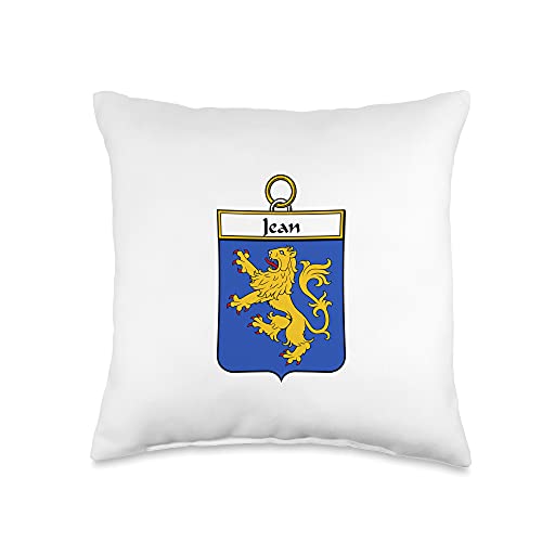 Family Crest and Coat of Arms clothes and gifts Jean Coat of Arms - Family Crest Throw Pillow, 16x16, Multicolor