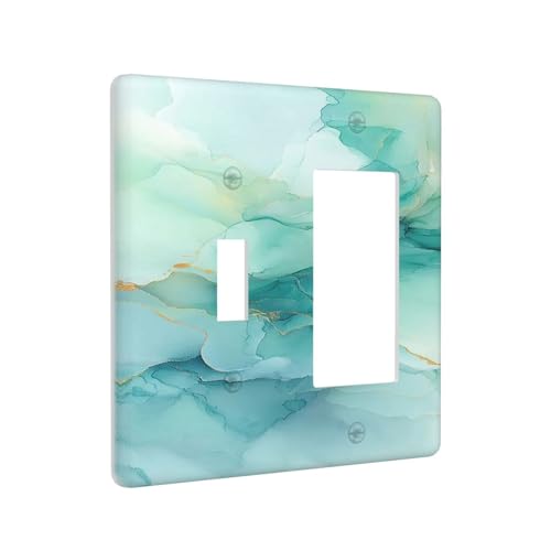 Placa de cubierta de interruptor de luz combo con patrón de mármol verde azulado decorativa 3