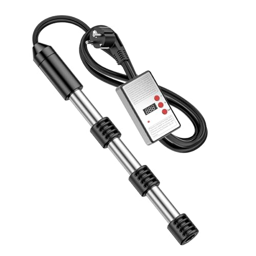 Electric Immersion Heater 2500W, Submersible Water Heater with Digital Temperature Display & Auto Power Off, Stainless Steel Safety Guard - Fast Heating for Home, Kitchen, Industrial Use