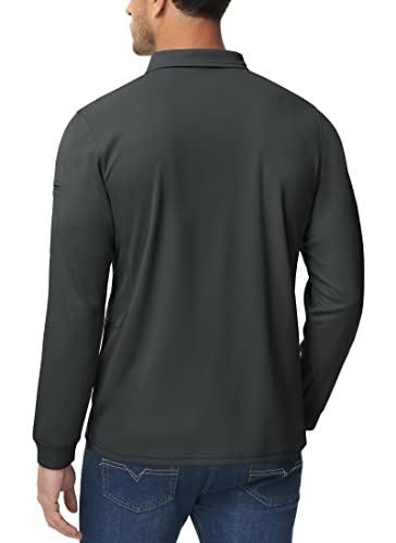 Tacvasen Men's Outdoor Sport Performance Polo Long Sleeve Shirt Tactical Top Tee Shirt Gray,Us Xl #TOP2