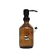 A Good Smile DIY Glas Seifenspender Edelstahlspender 250ml mit Aufkleber zum selbst gestalten Braun/Schwarz