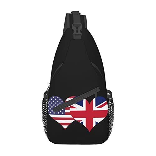 Mochila tipo bandolera unisex con bandera EUA y Reino Unido miniatura 2