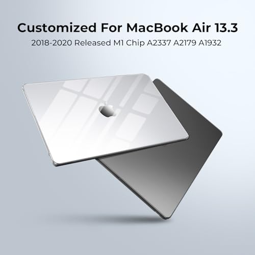 Image of EooCoo for MacBook Air 13.3 inch Case with Keyboard and Screen Protector | Ultra Thin and Transparent, Hard Case Compatible with MacBook Air 13.3 inch M1 Chip 2021-2018 with Retina Display