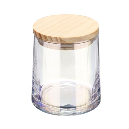 QUARKZMAN 1 set de Vasos de Whiskey 8.5 oz Vasos de Whiskey de Roca Transparente con Tapa de Madera para Ron Vasos de Vidrio Antiguos para Cócteles Cerveza en Casa Bar Cumpleaños,Iridiscente