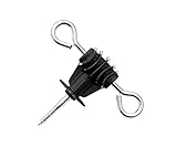 Electric Fence Gate Anchors CHOOSE QUANTITY Screw Insulator Hook Gate Han Bolted Universal Gate Insulator with Reinforced Steel Pin for Wooden Post Agricultural Equipment Supplies (10)