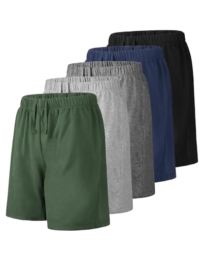 Liloak Men's Athletic Shorts with Pockets,Sweat Shorts for Men Pack,7 Inch Cotton Knit Shorts Men Multipack Casual Fit Summer