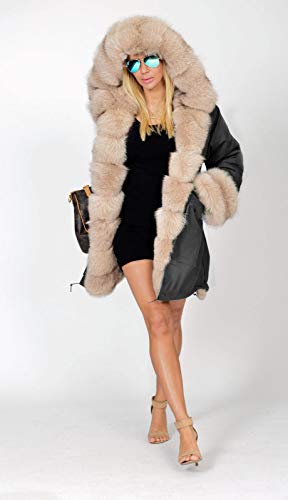 Roiii Womens Hooded Camouflage Warm Winter Coats Faux Fur Jacket Parka Overcoat(3X-Large,Black Milk) #TOP7