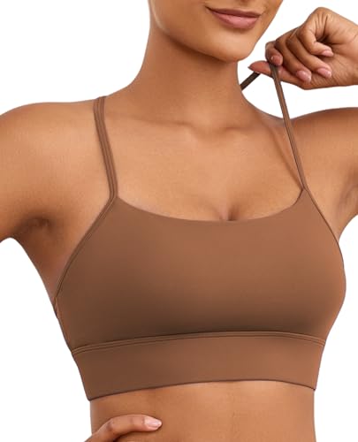 Image of Womens Y-Back Sports Bra, Weightless Padded Yoga Bra, Spaghetti Strap Low Impact Gym Top for Workout & Daily Wear