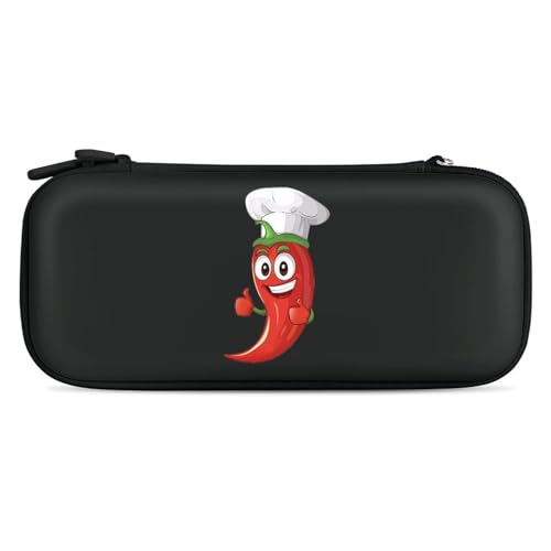 Chili Pepper Chefs Hat Compatible with Switch Carrying Case Hard Travel Game Bag Pouch with 15 Games Accessories Black-style
