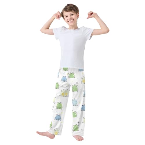 Boys' Pants Blue Green Frogs Doodle Long Bottoms Jogger Pants Elastic Waist Trousers with Pockets S-XL2