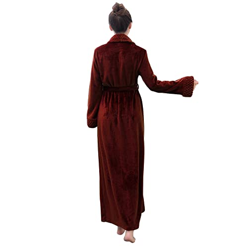 Hellomamma Long Bath Robe for Womens Plush Soft Fleece Bathrobes Nightgown Ladies Pajamas Sleepwear Housecoat4