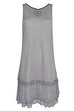  CO2 Fond de Robe Viscose et Dentelle (S/M, Gris)