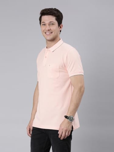 Image of Classic Polo Mens Cotton Blended Solid Half Sleeve Regular Fit Polo Neck T-Shirt