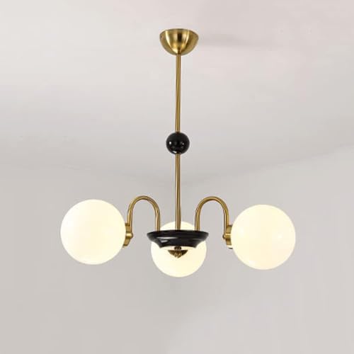 Chandelier or de style moderne ZR98US avec globes en verre blanc pour salle à manger et salon