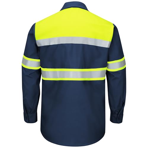 Image of Red Kap Men's Hi-vis Ls Colorblock Ripstop Work Shirt-Type O, Class 1