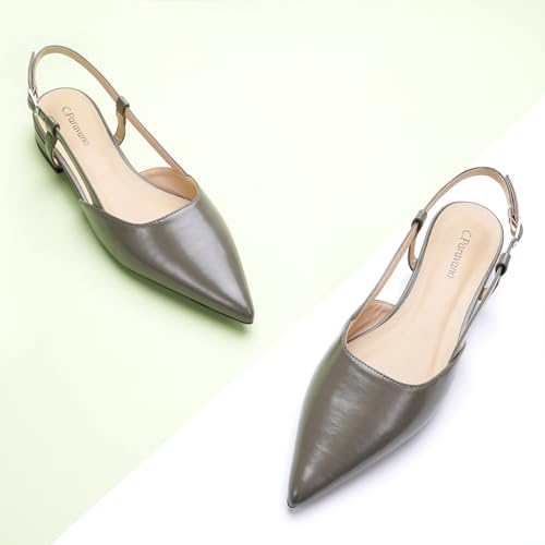 Image of C.Paravano Slingback Flats | Pointed Toe Flats | Slingback Sandals | Women's Slingback Dress Shoes | Adjustable Buckle Sandals