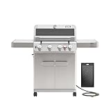 Monument Grills 4+1 Burner Natural Gas Grill with Hose, 50,000 BTU Stainless Steel Outdoor Patio Barbecue Grill with Cooking Plate, Fast Heating, Knob Control, M415BZNG