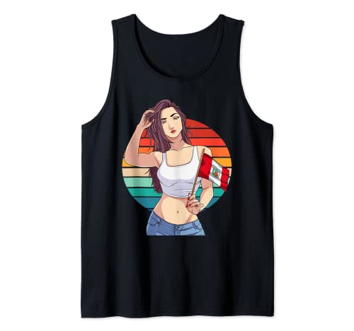 Peruano Chica Perú Bandera Peruanos Latino Orgullo Vintage Camiseta sin Mangas