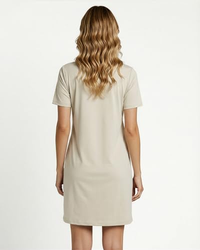 Image of Real Essentials 3 Pack: Women's Short Sleeve Nightgown Dress - Nightshirt Pajama Sleep Shirt Sleepwear (Available in Plus)