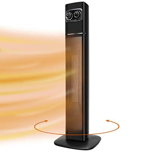 Stand Heizlüfter Keramik Heizgerät 2200w/1300w Automatischer 70° Oszillation Heizstrahler, Turmraumheizung, 2 Modi 2 Stufen Warm, Thermostat,