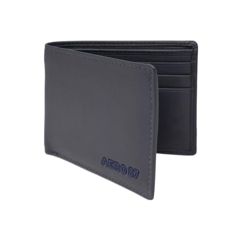 Image of Aeropostale Men's SLIMFOLD Wallet Malibu - Navy | Debossed Buff Leather | Ultra-Slim Profile | Ideal for Gifting