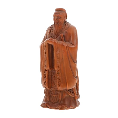 Statue Confucius bois compact pour sublimer un bureau vide sans style