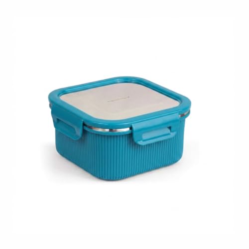 Image of Signoraware Lock N Store Microsafe Steel Square Container+ Lid(800ml,Blue)
