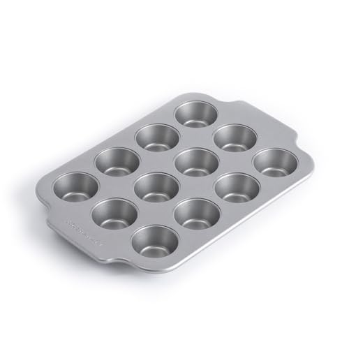 KitchenAid Bakeware Plateau à Mini Muffins 12 Moules en Acier Aluminisé Sans PFAS Antiadhésif, Va au Four, Va au Lave-Vaisselle, Gris