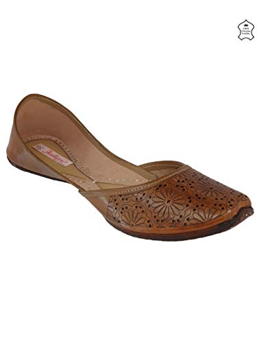 Image of Fulkari Women Cutwork Casual Genuine Soft Leather Jutis | Bite and Pinch Free Juttis | Punjabi Jutti | Girl's Office Flat Ladies Mojari | dailywear Ethnic Juti |