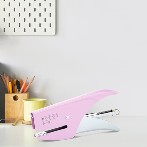 Image of Rapesco 1377 SP-64 Stapling Plier and 1000 Type 21 /4mm Staples, 12 Sheet Capacity, Candy Pink