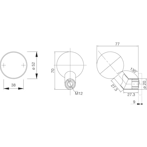 MARCHESI Door Handle Offset Diameter 50 mm - Door Knob on Rosette Thread M12 Round Door Knob Matt Stainless Steel - Image 2
