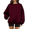 Womens Sweatshirts Oversized Crewneck Fleece Pullover Hoodies Trendy Cute Long Sleeve Drop Shoulder Sweater Tops 02-Wine XXL #1