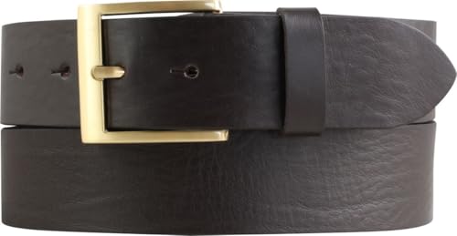 BELTINGER Ceinture avec boucle dorée en cuir de vachette pleine fleur | Ceinture en jean de haute qualité 40mm | Ceinture pour homme made in Italy | Marron...