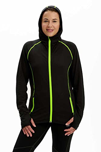 Time To Run Femmes Thermique Courir Capuche Capuche Veste pour Hiver avec Deux Poches de 40 Ébène