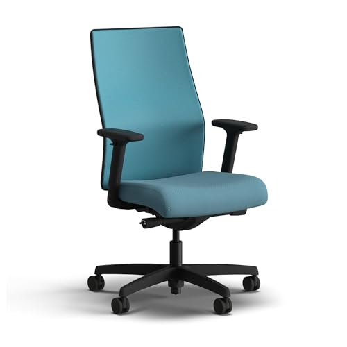 Image of HON Ignition 2.0 Mid‑Back Ergonomic Office Chair, Mesh Task Seating with Lumbar Support, Advanced Synchro‑Tilt, Height and Width Adjustable Arms, Black Frame, Sky