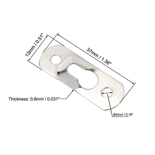 Image of uxcell Keyhole Hanging Plate, 37mm x 13mm Single Hole Hook for Picture Frames with Screws, 50 Pcs (Silver)