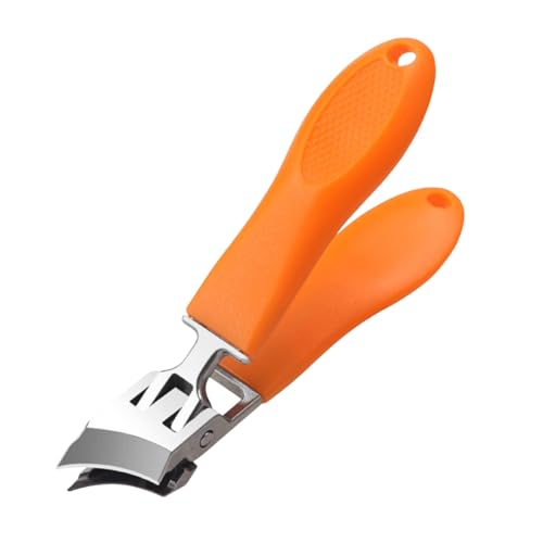 Cortaúñas de mandíbula ancha, recortador inclinado antisalpicaduras, cortador de hoja curvada, cortador ergonómico de acero inoxidable de mango largo para personas mayores, herramienta de aseo de uñas