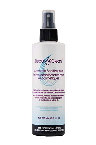 Beautysoclean Cosmetic Sanitizer Mist - (8.0 oz.) Makeup Sanitizing Spray for Powder-based Makeup Palettes & Pressed Cream Foundations, Bronzers, Concealers, Blushes, Eyeshadows.
